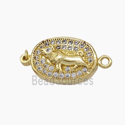 Copper Tiger Connector Pave Zirconia Chinese Zodiac Gold Plated