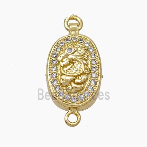 Copper Dragon Connector Pave Zirconia Chinese Zodiac Gold Plated