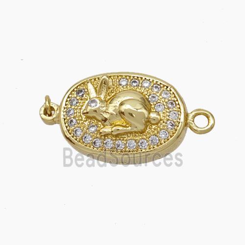 Copper Hare Connector Pave Zirconia Chinese Zodiac Gold Plated