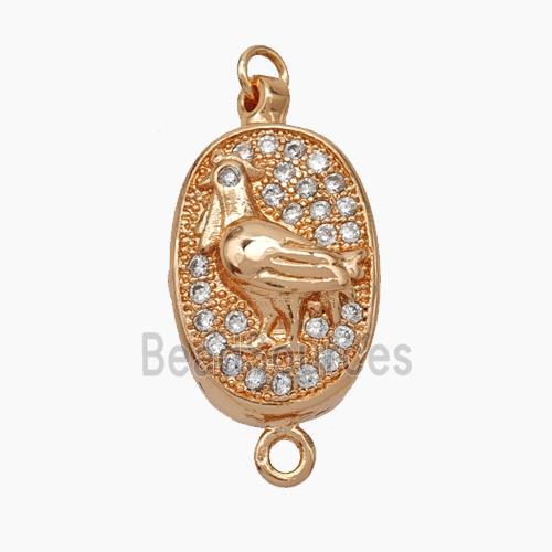 Copper Cock Connector Pave Zirconia Chinese Zodiac Rose Gold