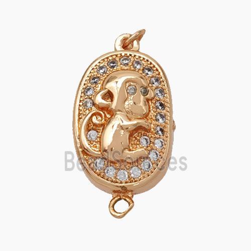 Copper Monkey Connector Pave Zirconia Chinese Zodiac Rose Gold