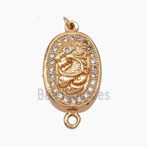 Copper Dragon Connector Pave Zirconia Chinese Zodiac Rose Gold