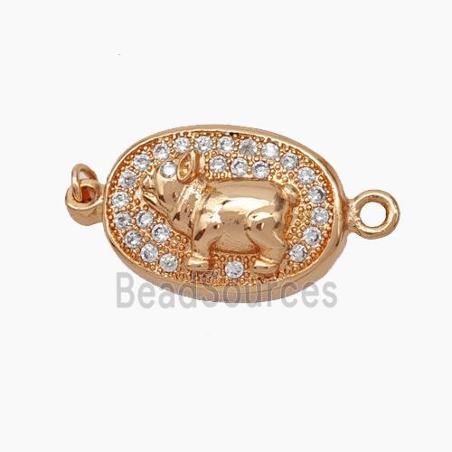 Copper Ox Connector Pave Zirconia Chinese Zodiac Rose Gold