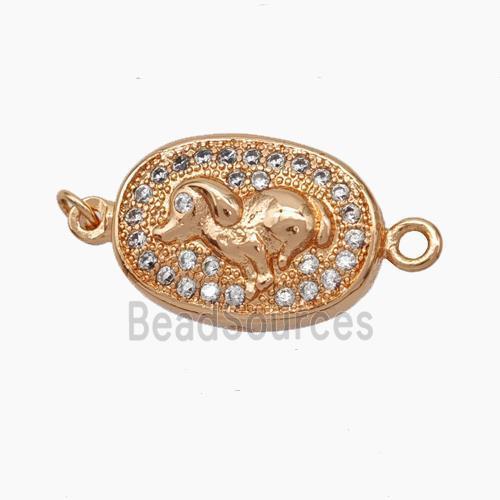 Copper Boar Connector Pave Zirconia Chinese Zodiac Rose Gold