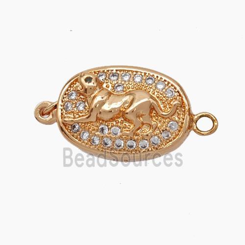 Copper Dog Connector Pave Zirconia Chinese Zodiac Rose Gold