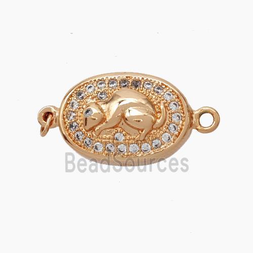 Copper Rat Connector Pave Zirconia Chinese Zodiac Rose Gold