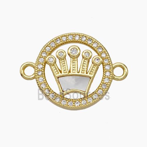 Copper Crown Connector Pave Zirconia Shell 18K Gold Plated