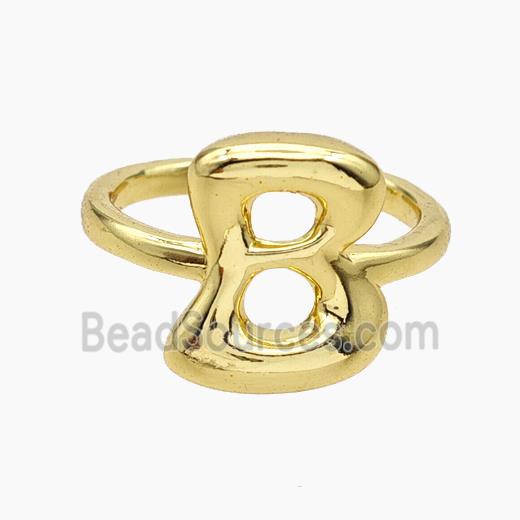 Copper Letter-B Rings Gold Plated