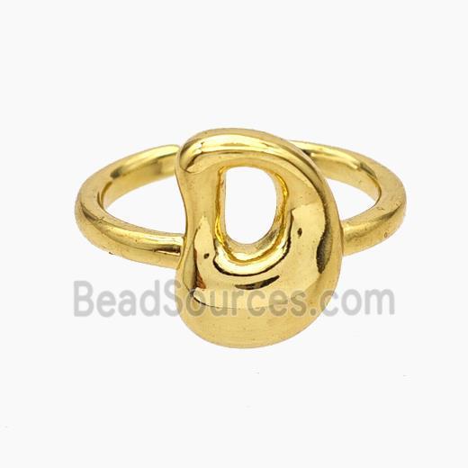 Copper Letter-D Rings Gold Plated