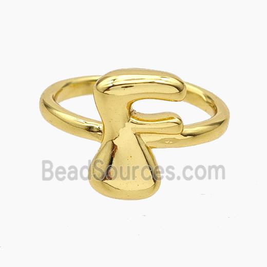 Copper Letter-F Rings Gold Plated