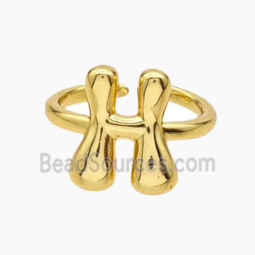 Copper Letter-H Rings Gold Plated