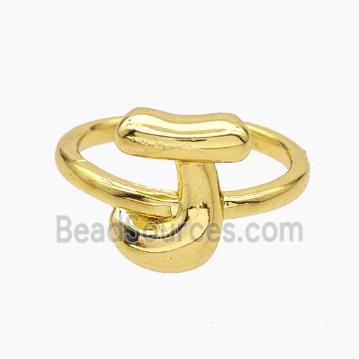 Copper Letter-J Rings Gold Plated