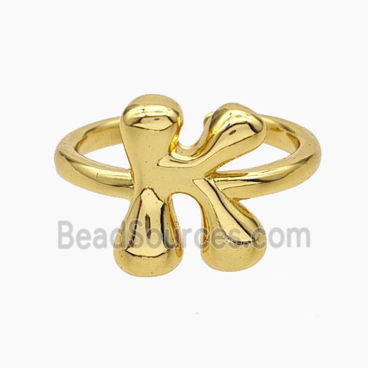 Copper Letter-K Rings Gold Plated