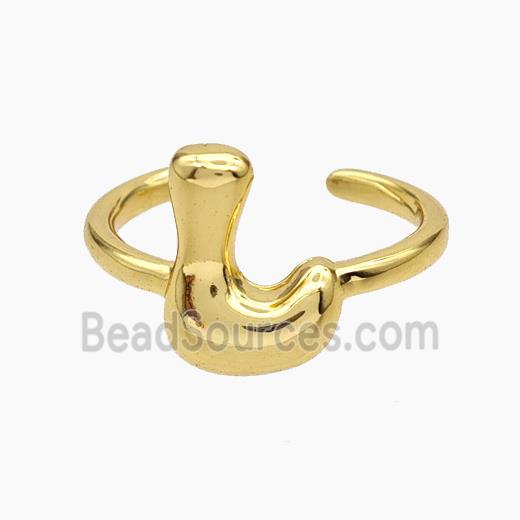 Copper Letter-L Rings Gold Plated