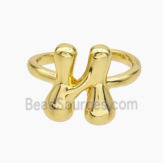 Copper Letter-N Rings Gold Plated