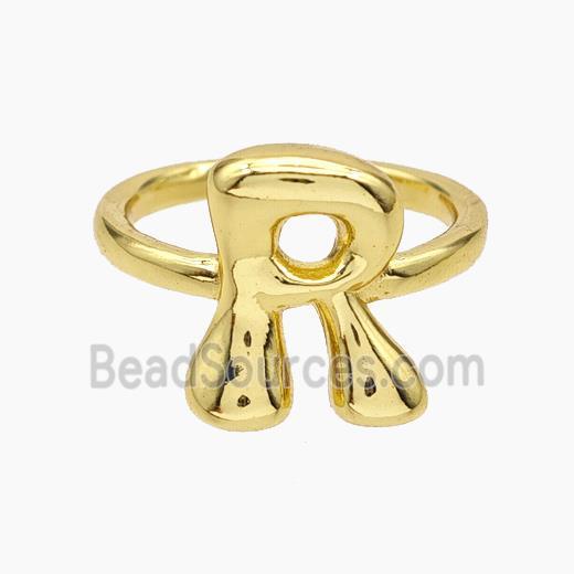 Copper Letter-R Rings Gold Plated