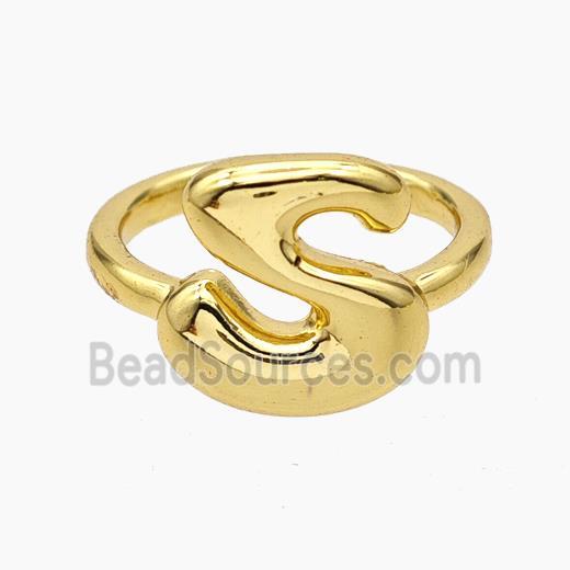 Copper Letter-S Rings Gold Plated