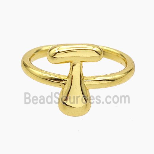 Copper Letter-T Rings Gold Plated