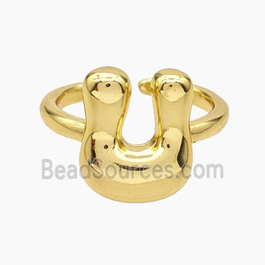 Copper Letter-U Rings Gold Plated