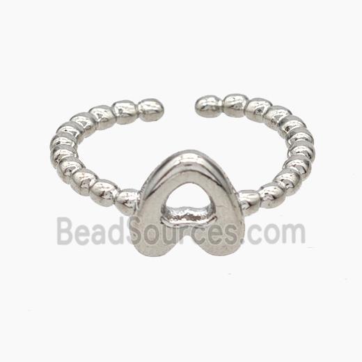 Copper Letter-A Rings Platinum Plated