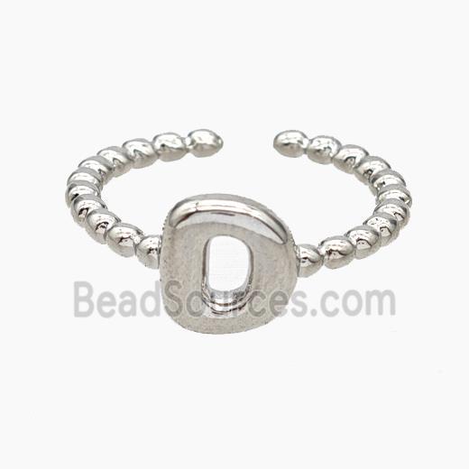 Copper Letter-D Rings Platinum Plated