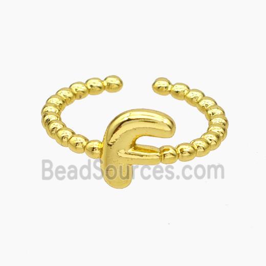 Copper Letter-F Rings Gold Plated