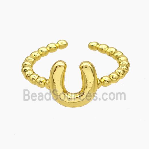 Copper Letter-U Rings Gold Plated