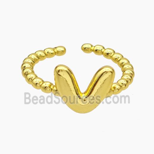 Copper Letter-V Rings Gold Plated