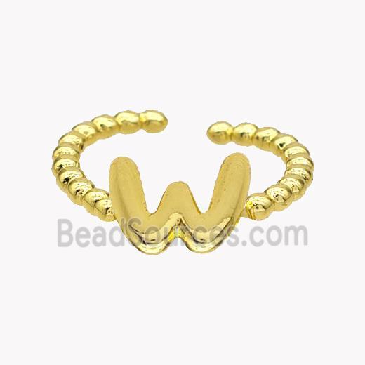 Copper Letter-W Rings Gold Plated