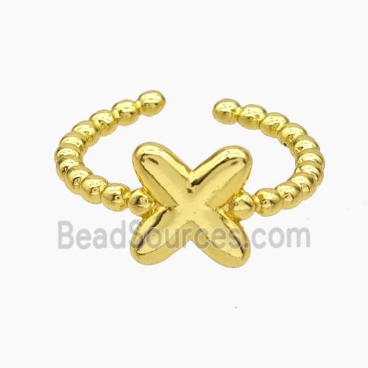 Copper Letter-X Rings Gold Plated