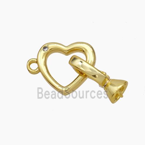 Copper Clasp Cord-End Heart Gold Plated