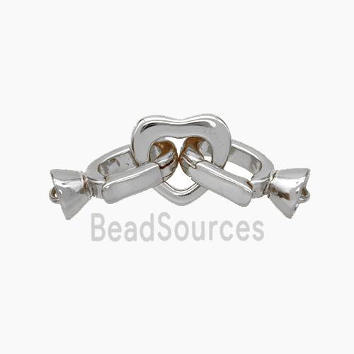 Copper Clasp Cord-End Heart Platinum Plated