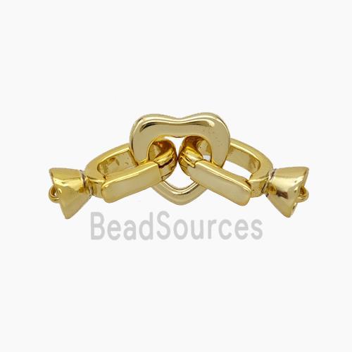 Copper Clasp Cord-End Heart Gold Plated