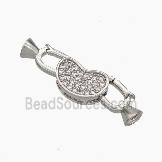 Copper Clasp Pave Zirconia Cord-End Platinum Plated