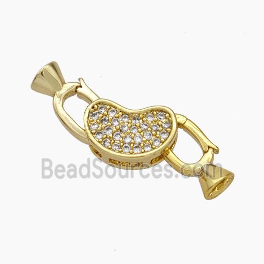 Copper Clasp Pave Zirconia Cord-End Gold Plated