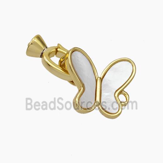 Copper Clasp Pave Shell Cord-End Butterfly Gold Plated