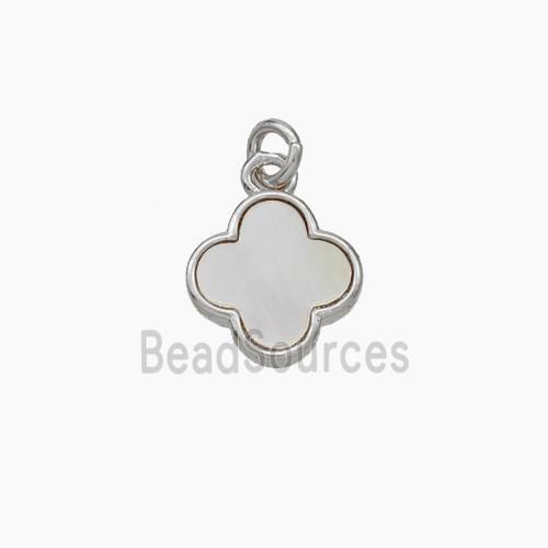 Copper Clover Pendant Pave Shell Platinum Plated