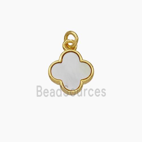 Copper Clover Pendant Pave Shell Gold Plated