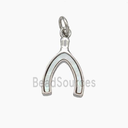 Copper Horseshoe Pendant Pave Shell Platinum Plated