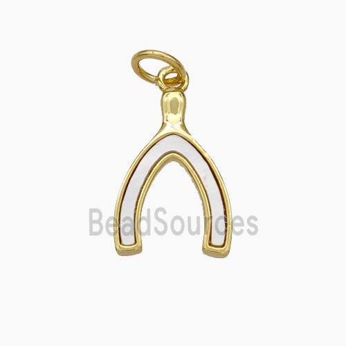 Copper Horseshoe Pendant Pave Shell Gold Plated