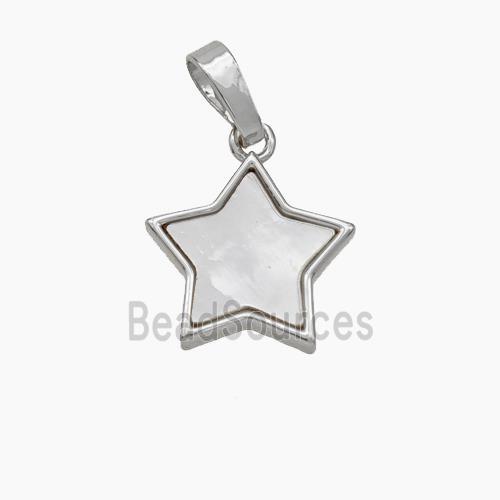 Copper Star Pendant Pave Shell Platinum Plated