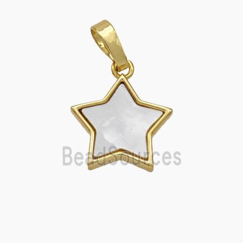 Copper Star Pendant Pave Shell Gold Plated