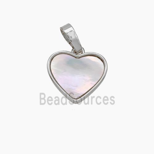 Copper Heart Pendant Pave Shell Platinum Plated