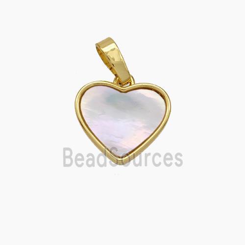 Copper Heart Pendant Pave Shell Gold Plated
