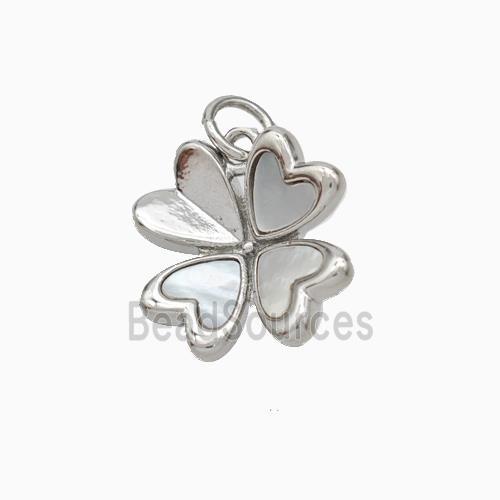 Copper Clover Pendant Pave Shell Platinum Plated