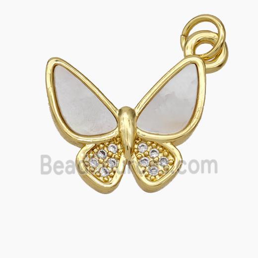 Copper Butterfly Pendant Pave Shell Zirconia Gold Plated
