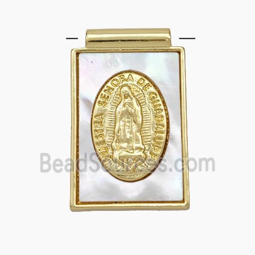 Copper Jesus Pendant Pave Shell 18K Gold Plated