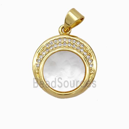 Copper Sun Pendant Pave Shell Zirconia 18K Gold Plated