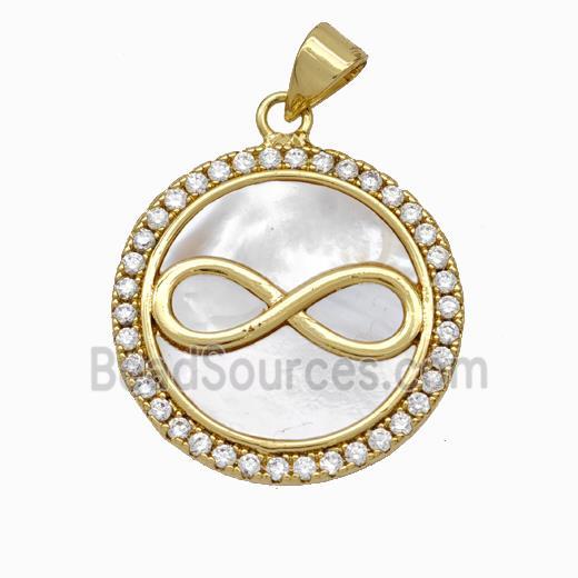 Copper Infinity Pendant Pave Shell Zirconia 18K Gold Plated