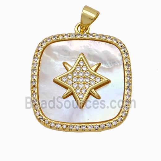 Copper Star Pendant Pave Shell Zirconia 18K Gold Plated